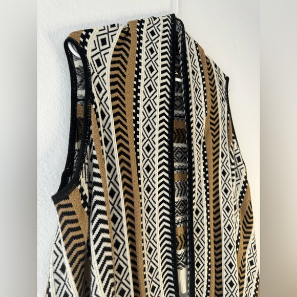 212 NEW YORK Women Boho Asymmetrical Open Sweater Vest Cardigan Sz L Jersey Top - Picture 6 of 12